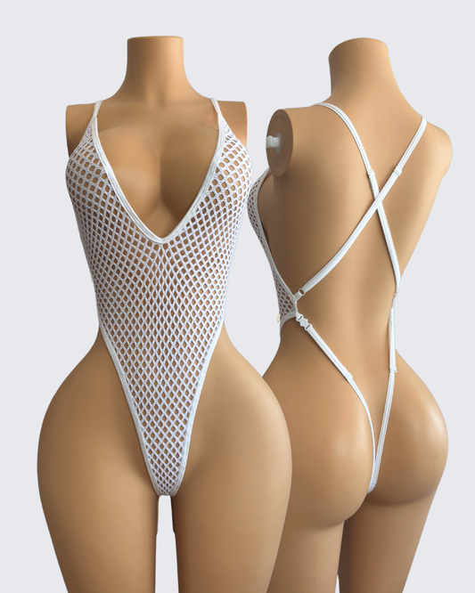 V-BODYSUIT WHITE GRID