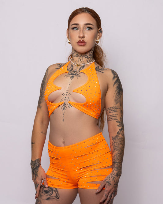 PURR SHORTS SET ORANGE